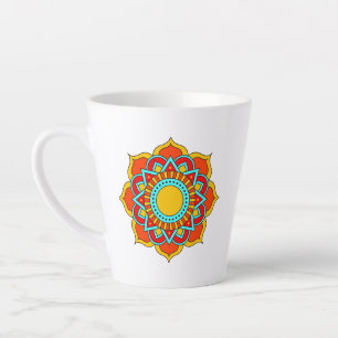 Caneca De Café Latte Vermelhos Geométricos Flor-54567