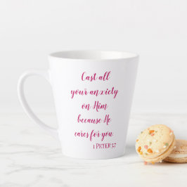 Caneca De Café Latte Versículo Bíblico Lança Tua Ansiedade Nele