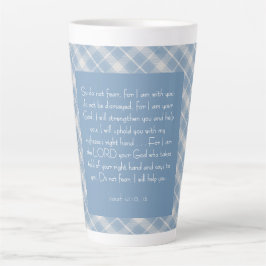 Caneca De Café Latte Versículo Bíblico Personalizável Isaías 41:10, 13
