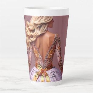 Caneca De Café Latte Vestido de Noiva com Nome Personalizado Enfeitado