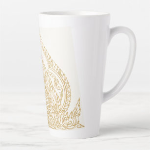 Caneca De Café Latte Vetor Exquisito Preto e Branco Thai Lai Kanok
