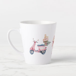 Caneca De Café Latte Viagem de Natal de Vespa Rosa Comprada