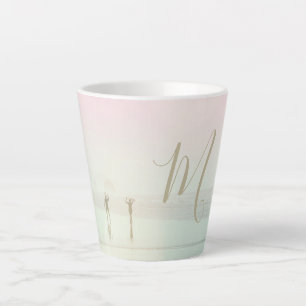 Caneca De Café Latte Viagem Summer Surfers Beach Pink Mist Monograma