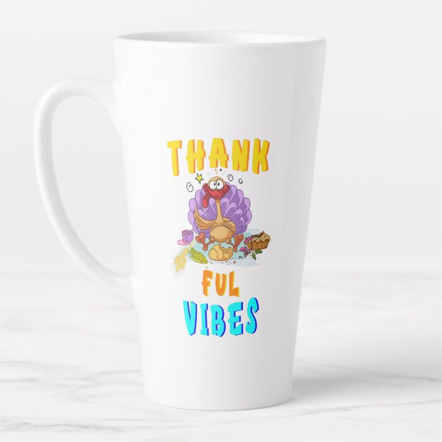 Caneca De Café Latte Vibes agradecidas (Esquerda)