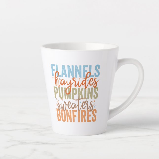 Caneca De Café Latte Vibes de queda divertida (Direita)