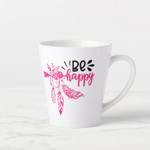 Caneca De Café Latte Vibes Positivas   Citação Motivacional