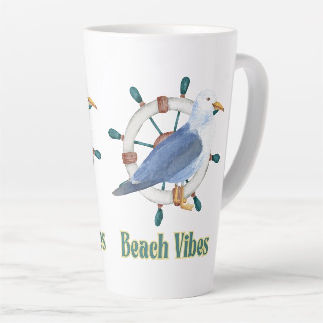 Caneca De Café Latte vibrações de praia (Ângulo direito)