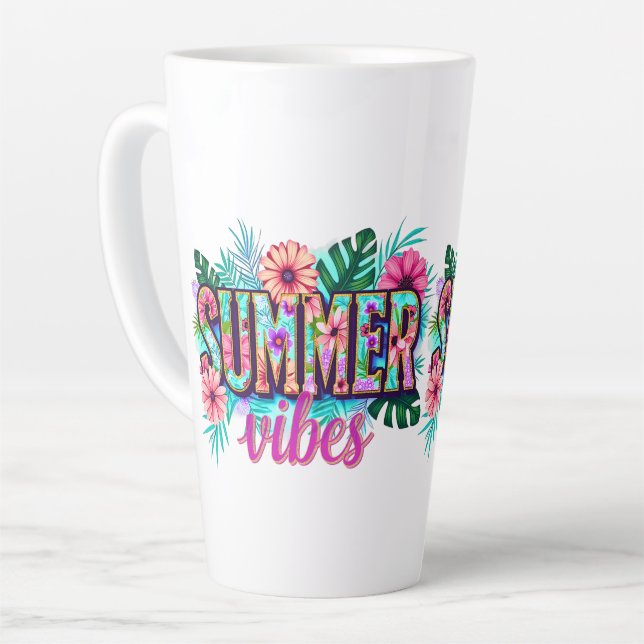 Caneca De Café Latte Vibrações de Verão (Ângulo esquerdo)