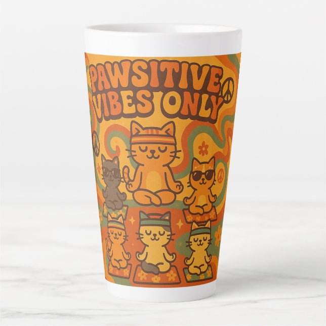 Caneca De Café Latte Vibrações Pawsitivas Somente (Frente)