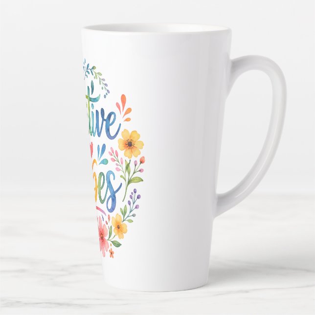 Caneca De Café Latte Vibrações Positivas (Direita)