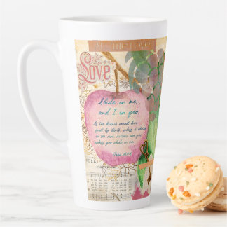 Caneca De Café Latte Vibrant Abide in Me Fruitful Faith Art Journal
