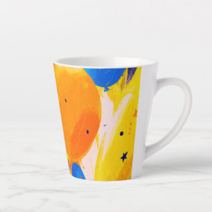 Caneca De Café Latte Vibrant Abstract Celebration with Colorful Balloon