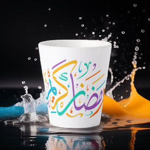 Caneca De Café Latte Vibrante Ramadan Kareem Caligrafia Árabe Islâmica