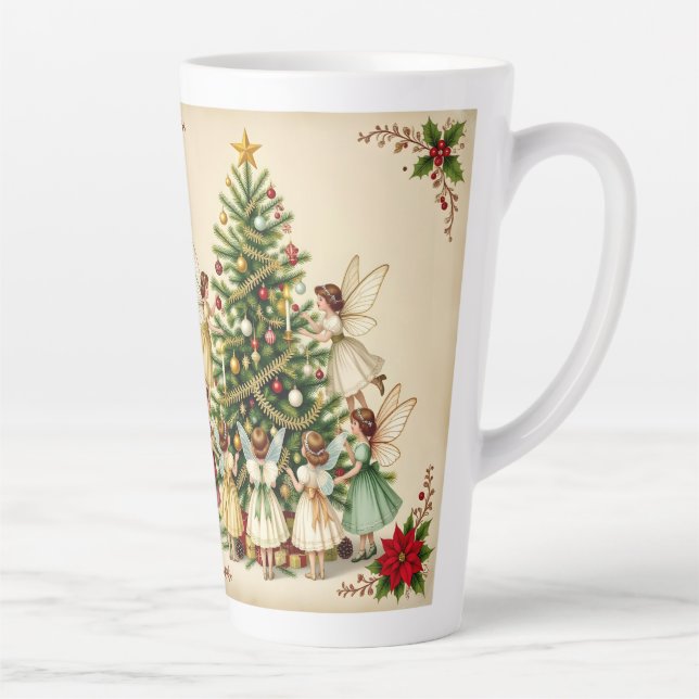 Caneca De Café Latte Victorian Christmas Fairy Gathering (Direita)