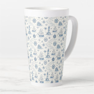 Caneca De Café Latte Vida Costeira Oceanos Azul