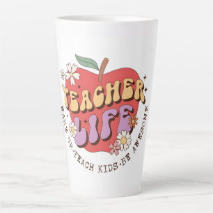 Caneca De Café Latte Vida do professor - Acordar, Ensino, Inspiração