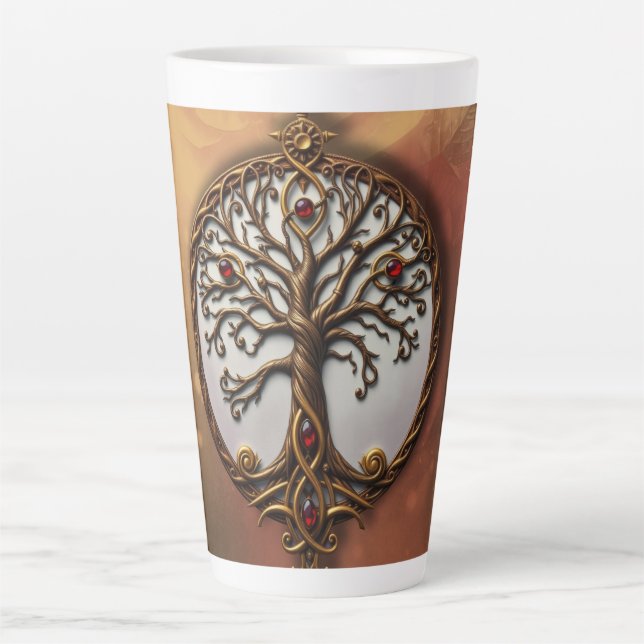 Caneca De Café Latte Vida Mística da Árvore (Frente)