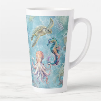 Caneca De Café Latte Vida Oceânica (diário correspondente disponível)