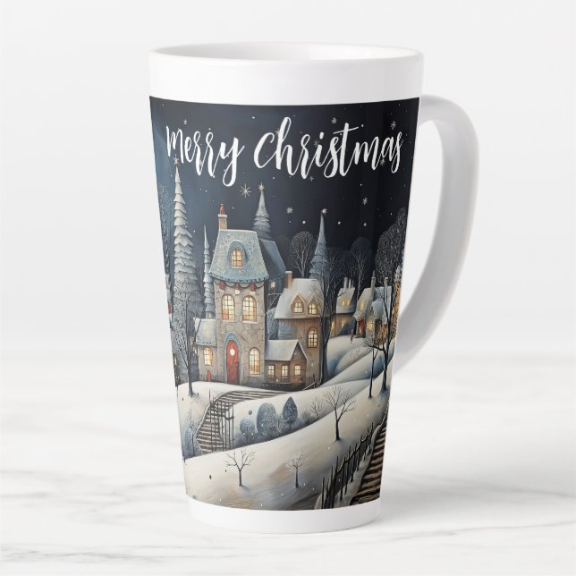 Caneca De Café Latte Vila de Natal (Ângulo direito)