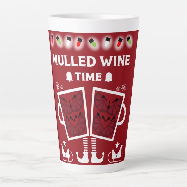 Caneca De Café Latte Vinho tinto enregelado de Natal Glühwein (Frente)