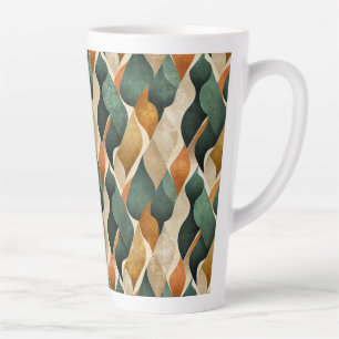 Caneca De Café Latte Vintage Abstrato Art Deco Leaf Earth Tone