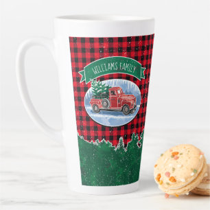 Caneca De Café Latte Vintage Caminhão Rustic Xadrez Buffalo Nome do Mo