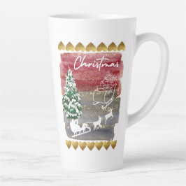 Caneca De Café Latte Vintage Christmas trees
