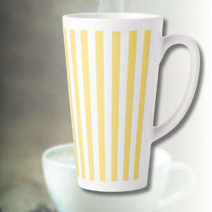 Caneca De Café Latte Vintage Classic Yellow & White Stripes