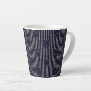 Caneca De Café Latte Vintage Dark Blue Grunge EUA Flag Patterno