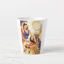 Caneca De Café Latte Vintage Elvgren Cruise Ship Retro Pin Up Girl