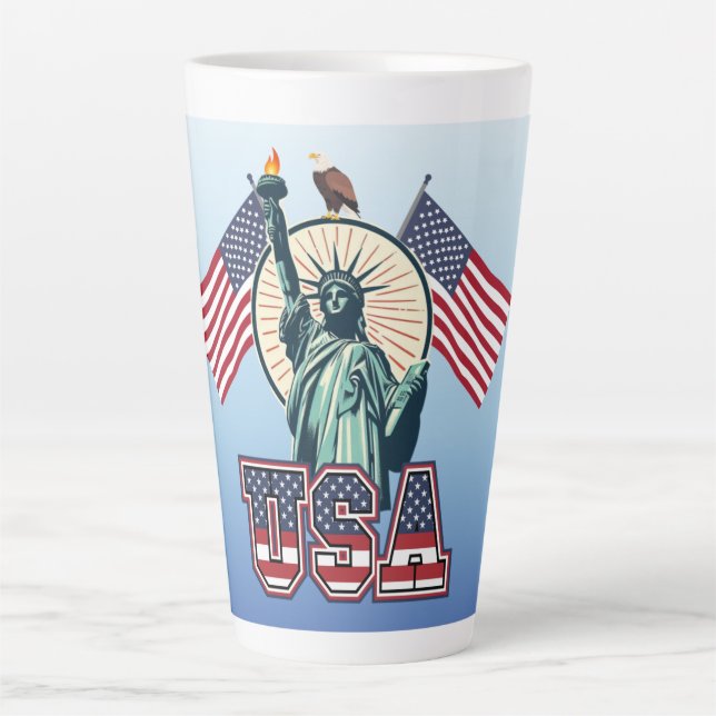 Caneca De Café Latte Vintage, Estátua da Liberdade (Frente)