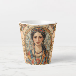 Caneca De Café Latte Vintage, Estilo de Mulheres da Grécia Antiga, Mosa