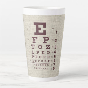 Caneca De Café Latte Vintage Eye Chart em Burlap