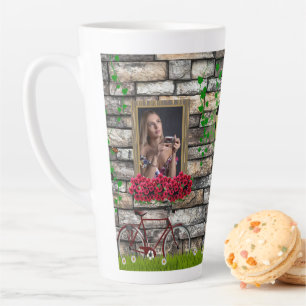 Caneca De Café Latte Vintage Fairytale Bicycle Rosa Girly Photo Frame