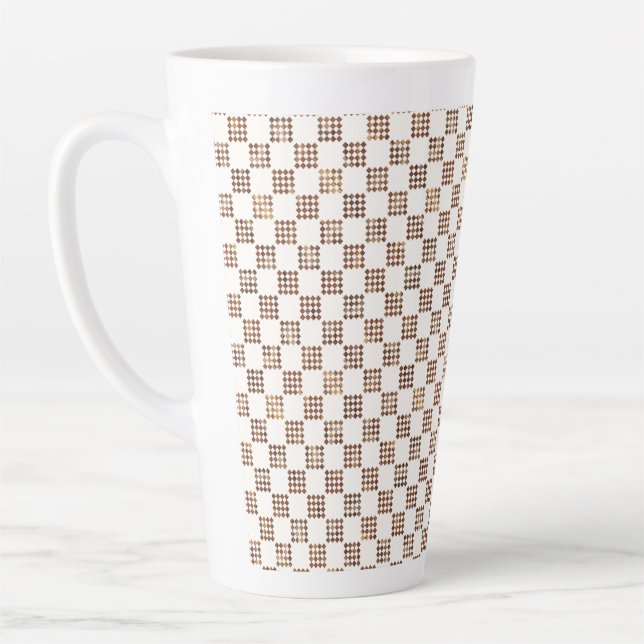 Caneca De Café Latte Vintage French-Inspired Checkboard  (Esquerda)