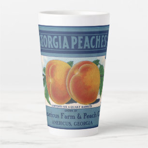 Caneca De Café Latte Vintage Fruta Crate Label Art, Georgia Peaches
