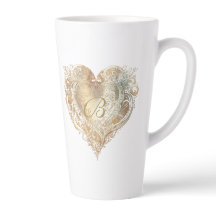 Vintage Heart Monogramt Gradient Tall Latte