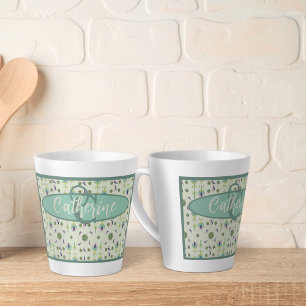 Caneca De Café Latte Vintage Inspirou Creme Floral Latte Mug