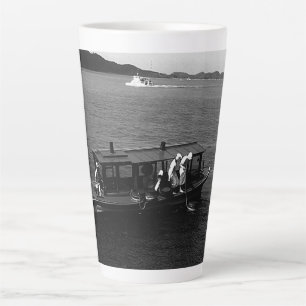 Caneca De Café Latte Vintage Japan Mie Mikimoto Island Pearl diver boat