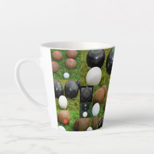 Caneca De Café Latte Vintage Lawn Bowls Photo Collarge,