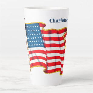 Caneca De Café Latte Vintage Patriotic American Flag, 4 de julho