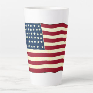 Caneca De Café Latte Vintage Patriotic American Flag, 4 de julho