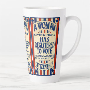 Caneca De Café Latte Vintage Patriótico, Uma Mulher está Registrada par