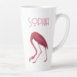 Caneca De Café Latte Vintage Pink Flamingo