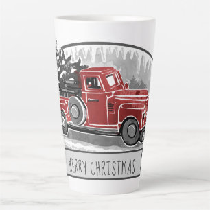 Caneca De Café Latte Vintage Red Truck Retro Feliz Natal