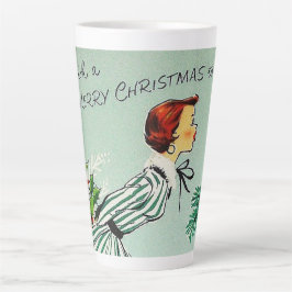 Caneca De Café Latte Vintage Retro Vintage Feliz Natal Senhora