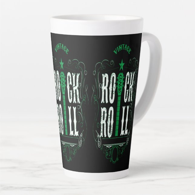 Caneca De Café Latte Vintage Rock & Roll Green (Ângulo direito)