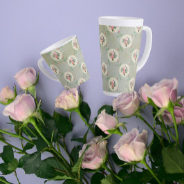 Caneca De Café Latte Vintage Rosas limpa Enfumaçado verde desvanecido