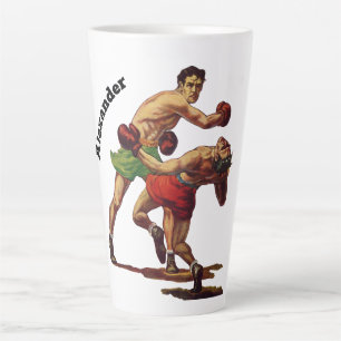 Caneca De Café Latte Vintage Sports Boxing, Boxers em Luta