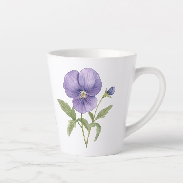 Caneca De Café Latte Violet Flor de Nascimento de Fevereiro (Direita)